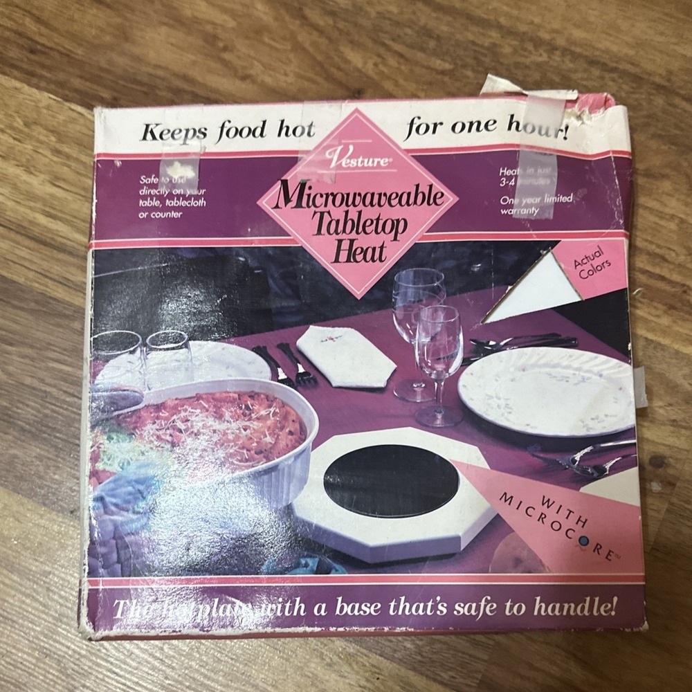Microwaveable Table Top HotPlate with Microcore Vesture Keeps food hot for 1 hr